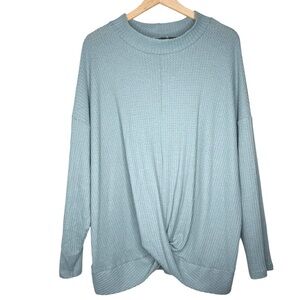 All in Favor Teal Waffle Knit Twist Front Sweater 3X Made in USA
